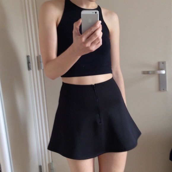 AA Black Neoprene Skirt with Zip Detail - Picture 2 of 3